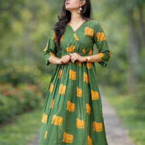 Elephant Printed Dress (Green)