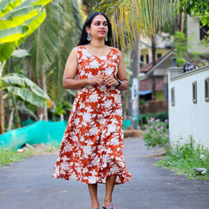 Orange Floral Dress