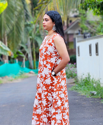 Orange Floral Dress - Image 3